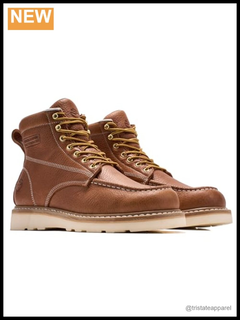 Men's Leather 6 Inch Moc Toe Work Boots Goodyear Welt Slip Resistant